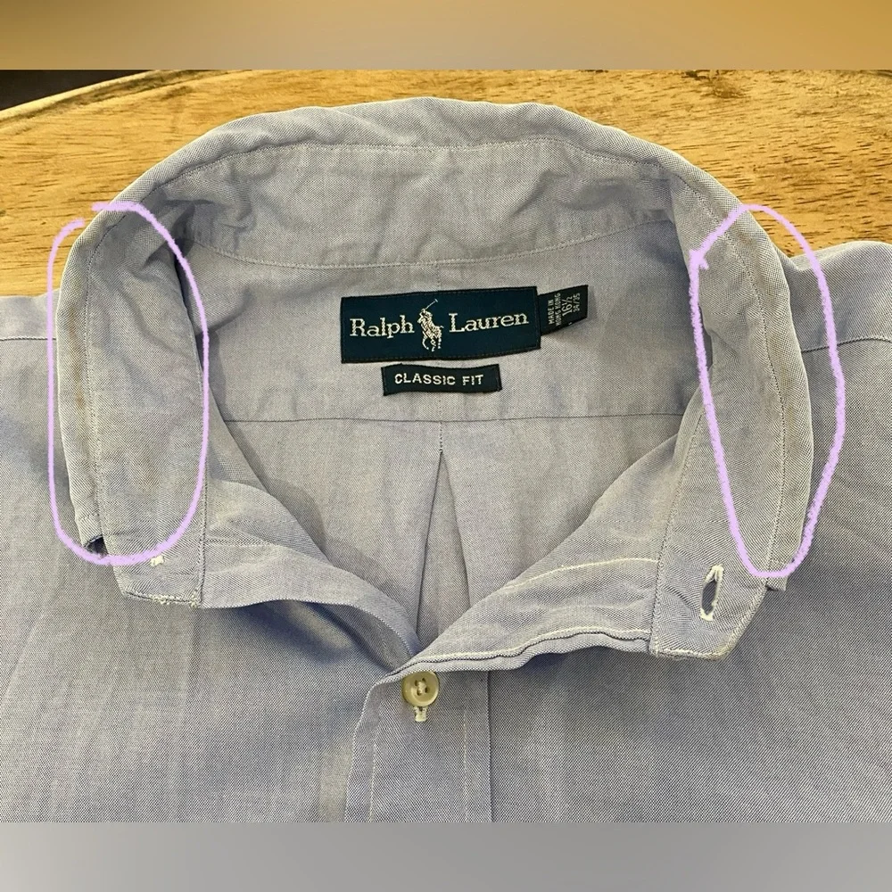 Polo Ralph Lauren Classic Fit Men’s 16.6 34/35 Lt Blue Cotton Oxford‎ Shirt